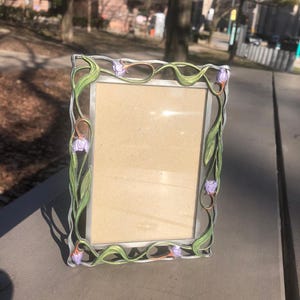 Art Nuoveau Style Picture Frame AnnPort Toronto Enamel Iris Vine Metal Decorative Vintage