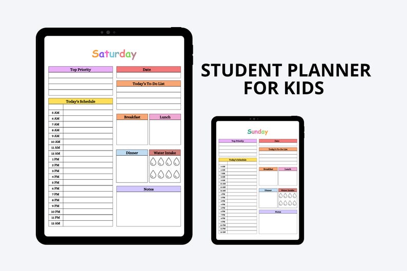 Student Planner for Kids Printable | Homework, Goals & Habit Tracker ...