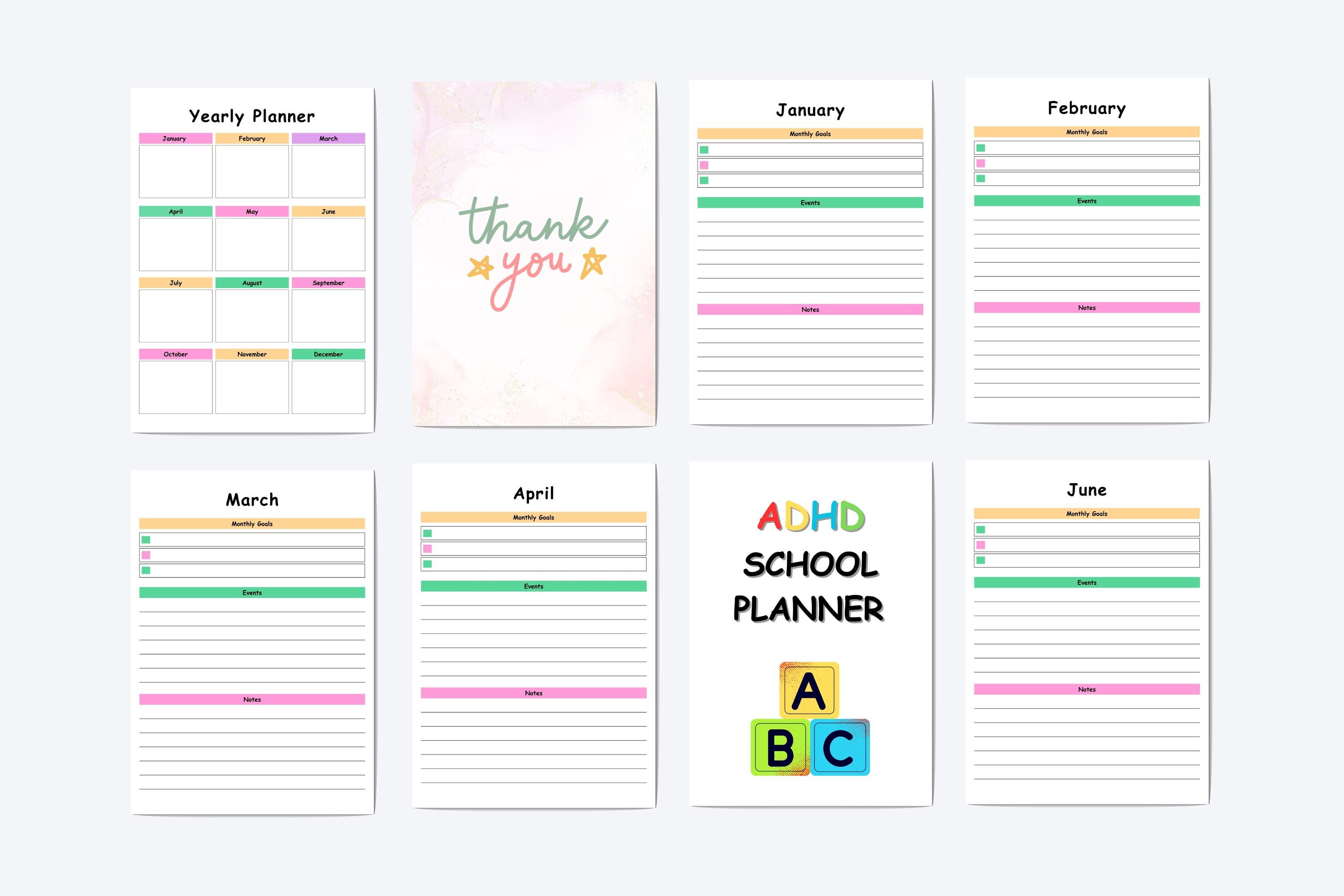 ADHD School Planner Printable | Daily & Weekly Focus Planner for ...
