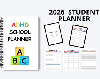 ADHD School Planner Printable | Daily & Weekly Focus Planner for Students | Homework Tracker | Study Organizer | PDF Download