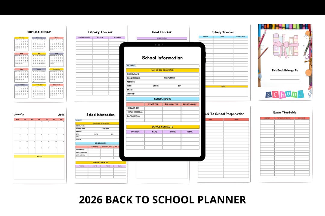 2026 Back to School Planner Printable | Student School Organizer ...