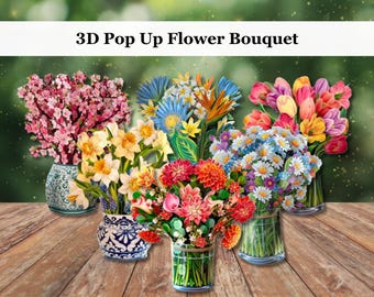 PopLife Daisy Flowers Pop Up Other's Day Card - 3D Anniversary, Pop Up Birthday Card, Thank You