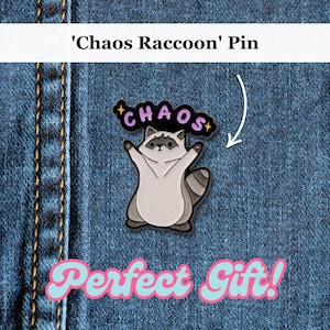 Chaos Raccoon Funny Enamel Pin | Raccoon Lovers Pin Badge, Brooch Gift | Cute Raccoon Gift | Animal Lover Button Pin Badge