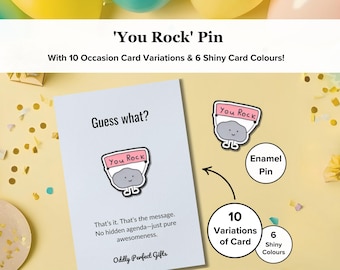 Broche en émail amusante You Rock | You Rock Pocket Hug | Insigne d'épingle d'animal de compagnie de roche, cadeau de broche pour un ami | Cadeau mignon drôle de galets | Carte d'anniversaire rock
