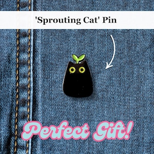 Adorable épinglette en émail avec un chat noir | Cadeau pour amoureux des chats | Insigne chat mignon, cadeau broche | carte-cadeau pour maman chat | Cadeaux pour les amoureux des chats | Épingle à bouton orteils