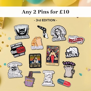 Any 2 Enamel Pins Deal  | Funny Enamel Pins | Badge Pin | Lapel Pin | Collar Pin | Brooch Accessory | Enamel Pin Set | Gift for Her/Him