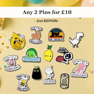 Any 2 Enamel Pins Deal  | Funny Enamel Pins | Badge Pin | Lapel Pin | Collar Pin | Brooch Accessory | Enamel Pin Set | Gift for Her/Him
