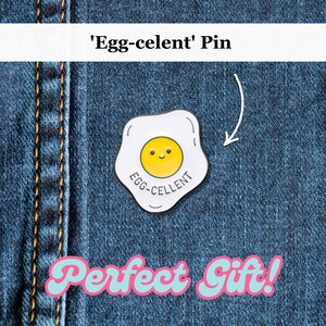 Pin de esmalte con forma de huevo, ideal para regalar a un amigo, regalo divertido y original, tarjeta de cumpleaños con forma de huevo, juego de palabras con forma de huevo.