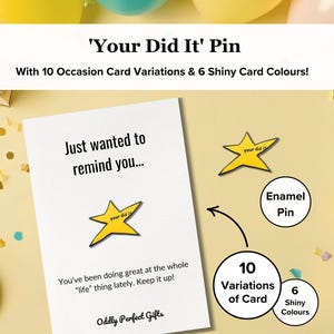Broche de esmalte "You Did It Funny" | Broche de parabéns com estrela dourada, presente para um amigo ou família | Broche de presente irônico e sarcástico