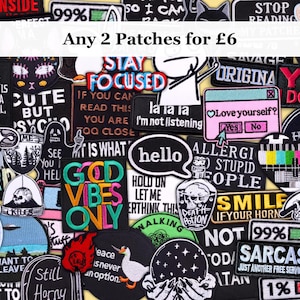 Bestselling Patches BUNDLE Funny Sarcastic Patches | Iron-On/Sew-On Ironic Sarcasm Quote Embroidered Patches | Dark Humor Biker Patches