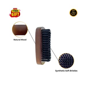 MR Synthetic Soft Bristles Wooden Beard Grooming & Wave Brush, Durable Men&#39;s Grooming Tool, Ideal for Barbers or Home - 3800