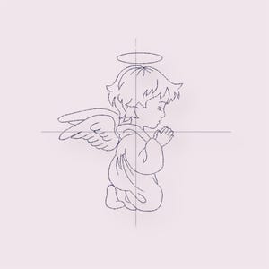 Praying Angel Embroidery Design | Cute Angel JEF File | Baby Angel Machine Embroidery Pattern | Digital Download | Religious Embroidery