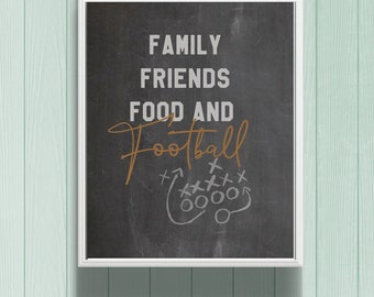 Chalkboard Farmhouse Rustic Football Party Printable Instant Download Wall Art
