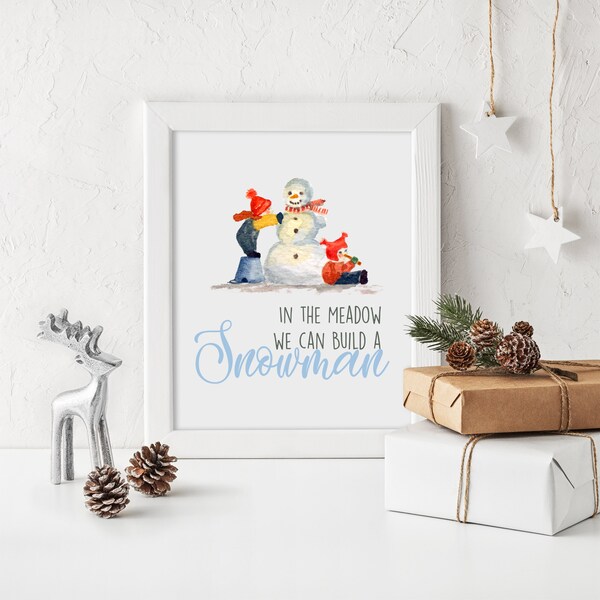 Granja invierno Snowman Navidad instantánea Descargar imprimible cita anfitriona regalo decoración de la pared