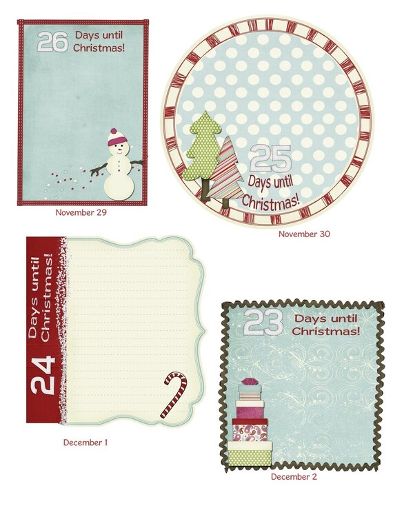 Countdown to Christmas! 12 Days of Christmas ! Lunchbox, Secret Santa, Elf Notes to Countdown to Christmas- Instant Download Printable- 24!