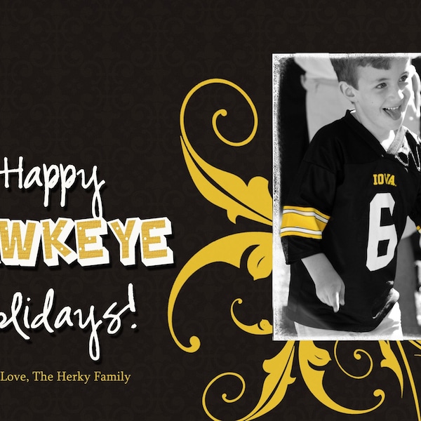 Custom Printable Hawkeye Holiday Christmas Greeting Photo Card