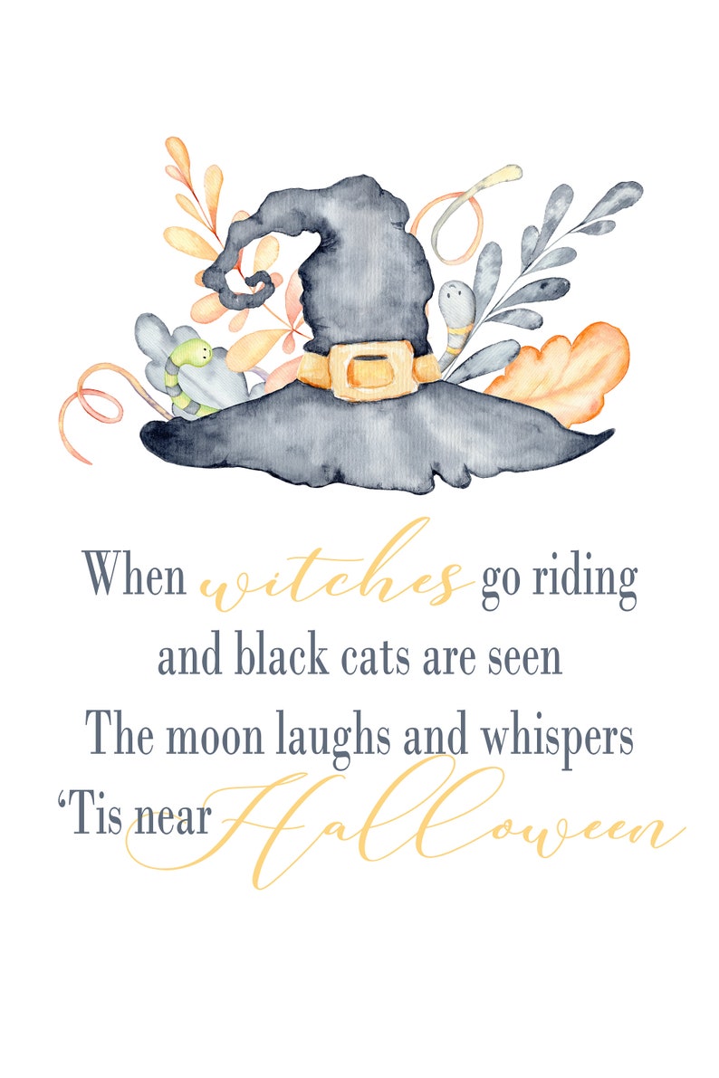 Farmhouse Halloween Printable Instant Download Witch Hat Hostess Gift ...