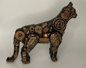 RoboCat an Industrial Steampunk Feline Figurine