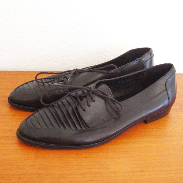 Vintage 80s Giorgio Brutini Black Oxford Shoes 8 1\/2