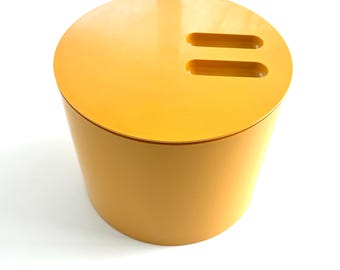 Vintage 70s Yellow Eva Ice Bucket - Made in Brazil - Retro, Mustard, Mod, Mid Century, Modern, Kartell, MCM, Jorge Zalszupin, Complete, Bar