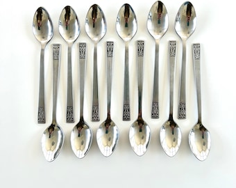 Set of 12 Vintage Nasco Korea Paradise Stainless Flatware Teaspoons Cutlery, Small, Modern, Boho, Utensils, Coffee, Sugar, Retro, Silverware