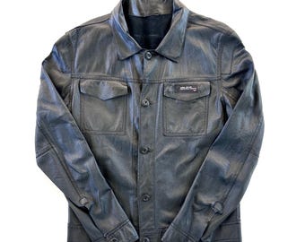 Vintage Y2K Diesel Reversible Black Genuine Leather & Suede Jacket - Women’s Small - Lightweight, Fitted - Biker, Grunge, Goth, Rocker, Soft