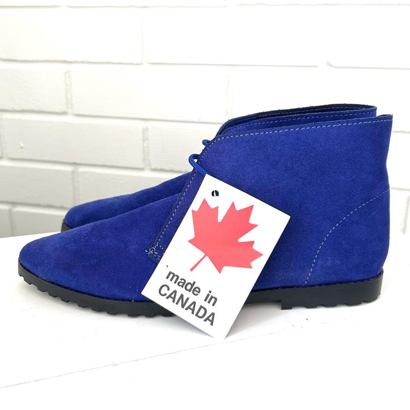 Vintage Hawaiian blue suede ankle boots
