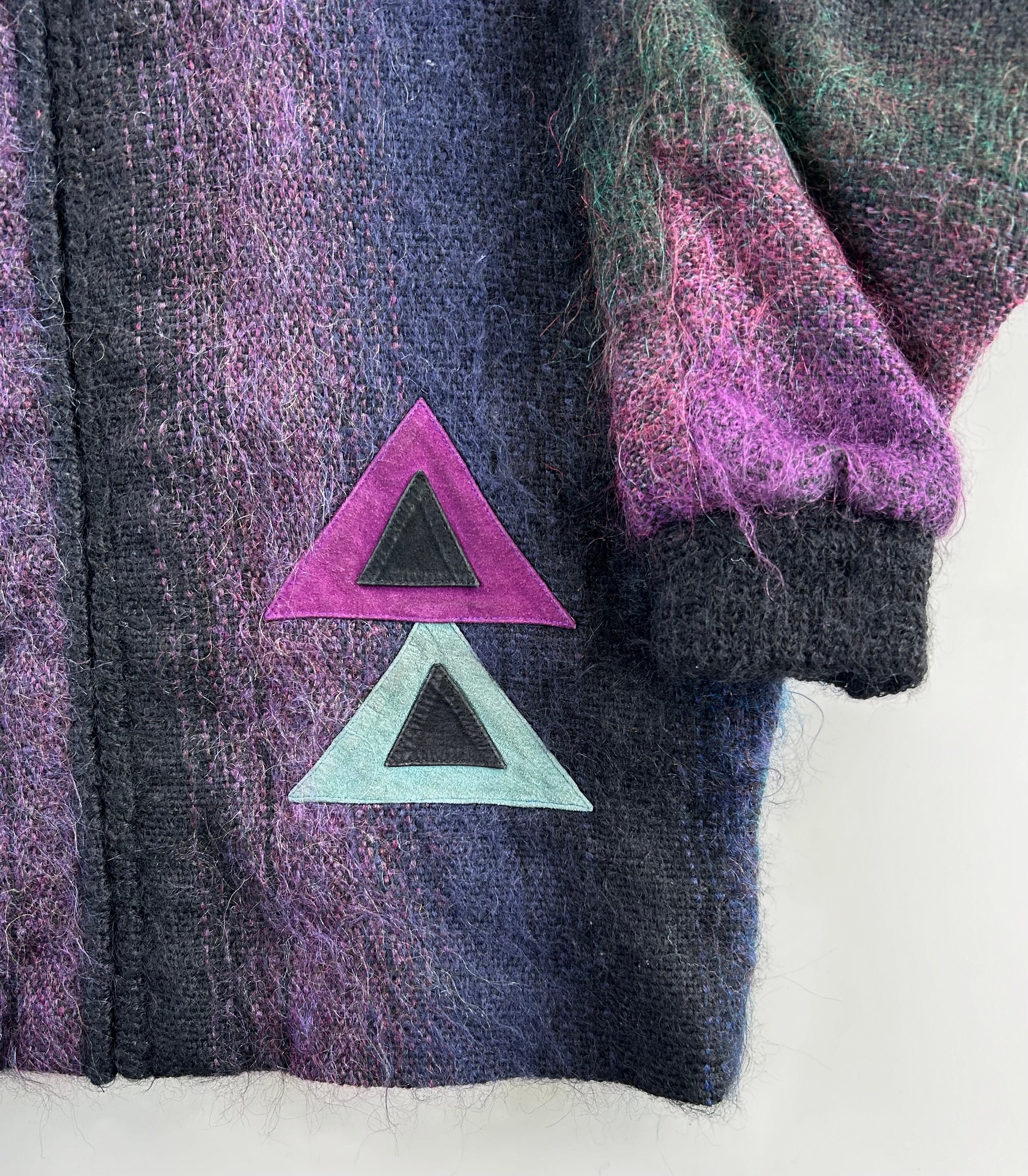 Vintage 80s Jinx Canada Geometric Mohair Coat Jacket Sweater