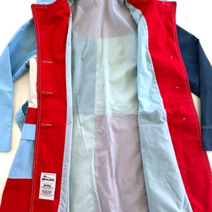Vintage 60s Blue, Red & Beige Mod Jacket Small, Medium, Womens, Retro, Car Coat, Spring, Fall, Boho, Rain, Northlander, Trench, Mad Men image 5
