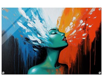 Impression acrylique abstraite moderne d'explosion - Art mural vibrant pour la maison et le bureau