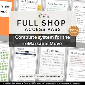 Accesso completo al negozio per reMarkable Paper Pro Move: tutti i modelli e gli aggiornamenti futuri / Pacchetto reMarkable, agende, tracker, quaderni, diari