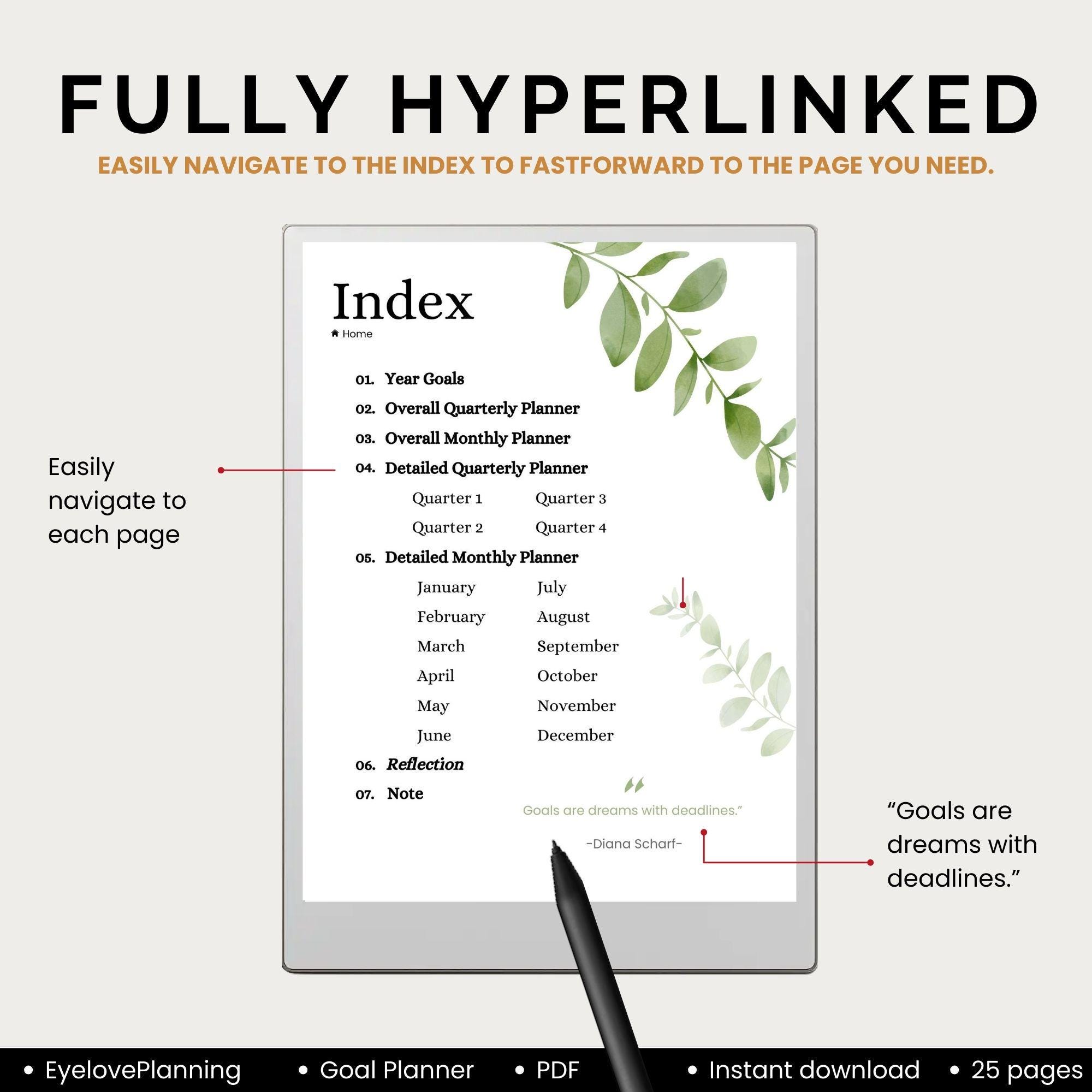 Goal Planner for Remarkable Paper Pro | Quarterly and Monthly Goal ...