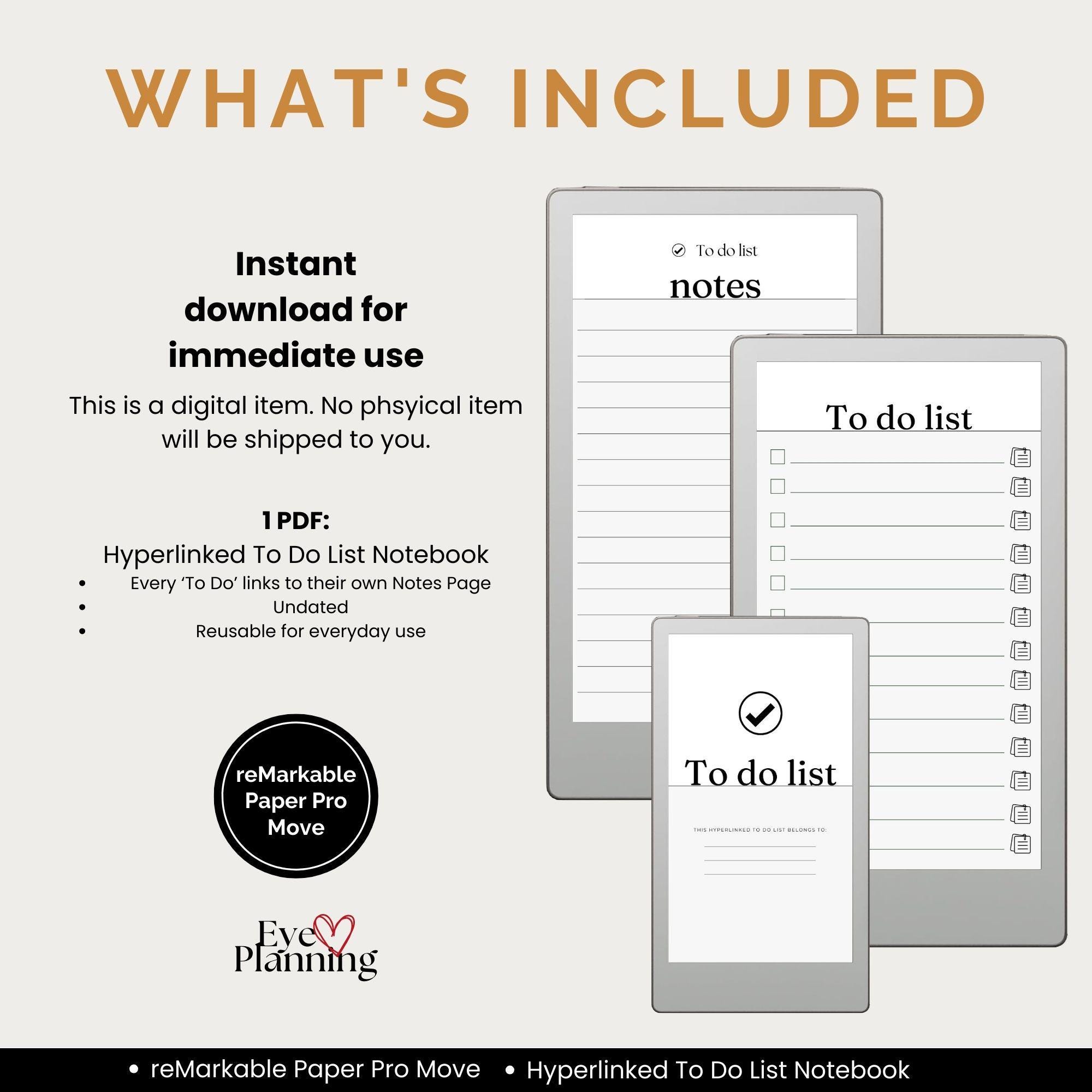 To Do List Notebook Designed for the Remarkable Paper Pro Move ...