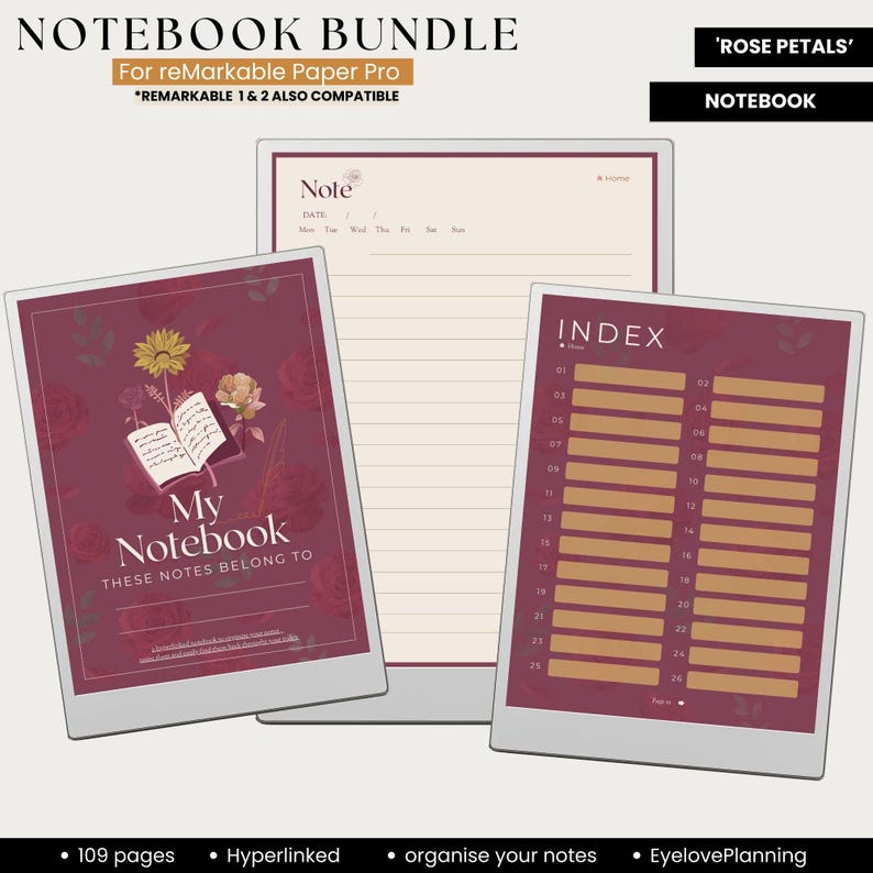 Notebook Bundle for Remarkable Paper Pro, Remarkable 1 and 2 | Fully ...