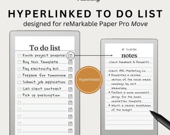 To Do List Notebook Designed for the reMarkable Paper Pro Move | Hyperlinked Check List | reMarkable Notes | Task Tracker | Day Planner
