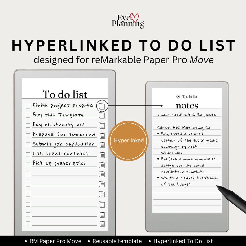To Do List Notebook Designed for the Remarkable Paper Pro Move ...
