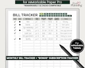 Monthly Bill Tracker for reMarkable Paper Pro | Subscription + Bill Payment Tracker | Finance Organizer reMarkable 2 Monthly Budget Planning