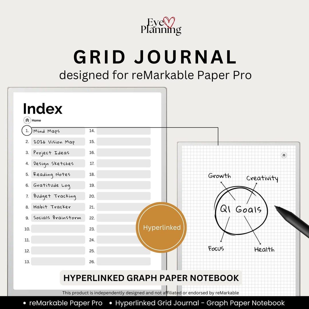 Grid Journal for Remarkable Paper Pro | Graph Paper Notebook, Bullet ...