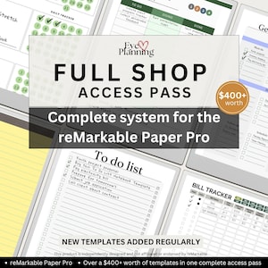 Voller Shop Zugang für reMarkable Paper Pro - Alle Templates & zukünftige Updates | ReMarkable Bundle, Planer, Journals, Tracker und Notizbücher