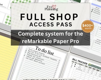 Voller Shop Zugang für reMarkable Paper Pro - Alle Templates & zukünftige Updates | ReMarkable Bundle, Planer, Journals, Tracker und Notizbücher