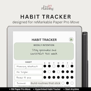 Hyperlinked Habit Tracker template for reMarkable Paper Pro Move