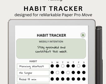 Hyperlinked Habit Tracker for reMarkable Paper Pro Move | Weekly & Daily Habit Planner | Wellness and Productivity Template | Habit Journal