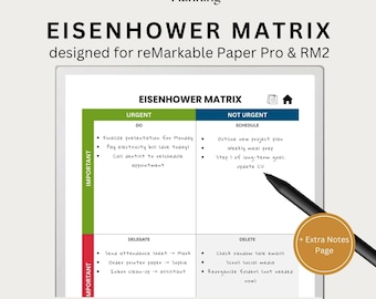 Eisenhower Matrix for reMarkable Paper Pro | Productivity Tool, Decision Matrix, Priority Planner, Task Organizer, Work Task Tracker PDF