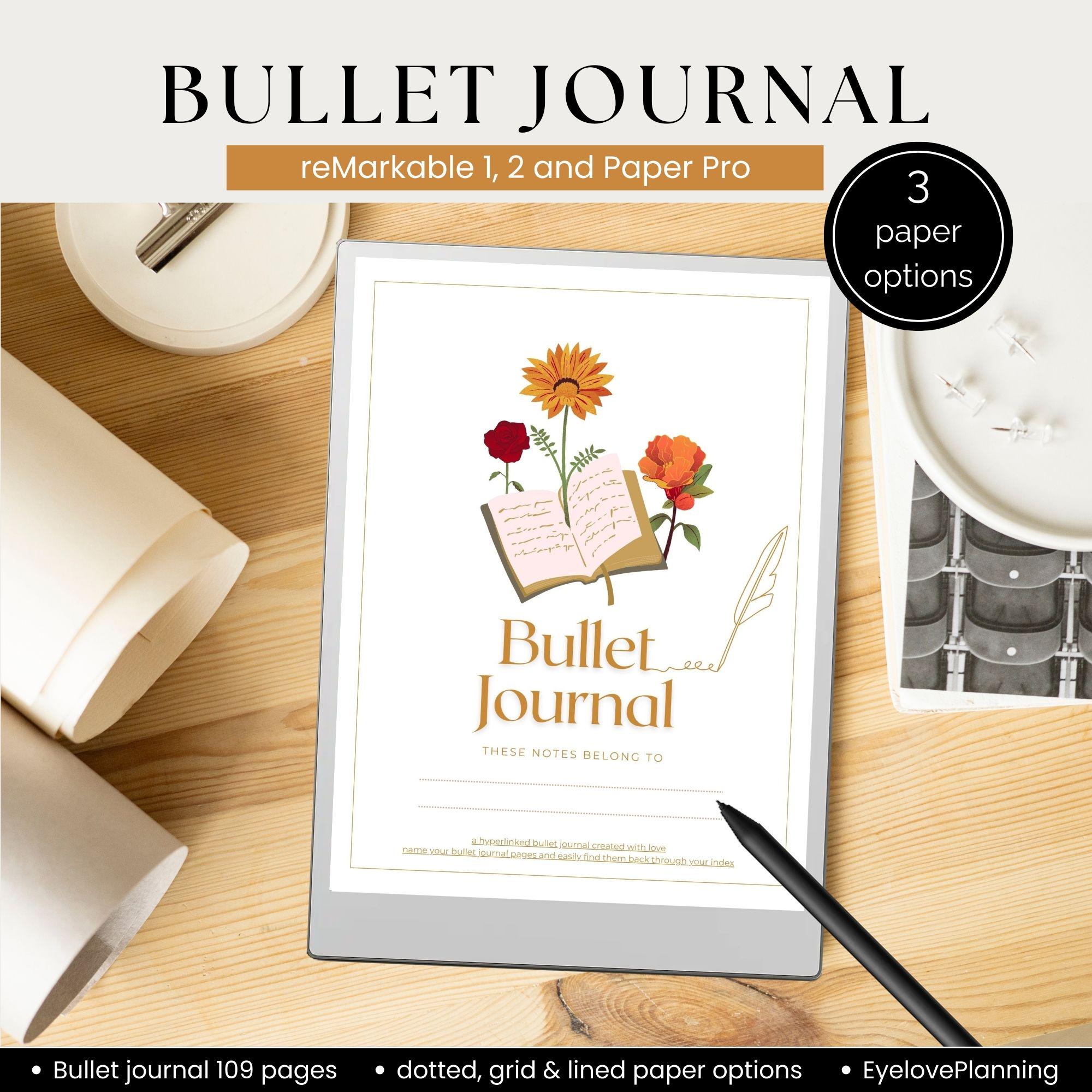 Digital Bullet Journal for Remarkable Paper Pro | 3 Paper Options ...