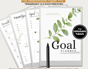 Planificador de objetivos para reMarkable Paper Pro / Plantilla para establecer objetivos trimestrales y mensuales / Reutilizable / Planificador 2026 / Compatible con reMarkable 2