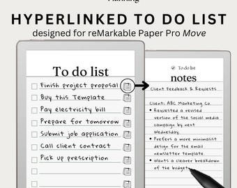 To Do List Notebook Designed for the reMarkable Paper Pro Move | Hyperlinked Check List | reMarkable Notes | Task Tracker | Day Planner