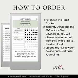 Weekly intention and notes sections for productivity tracking, Habit Tracker for reMarkable Paper Pro Move