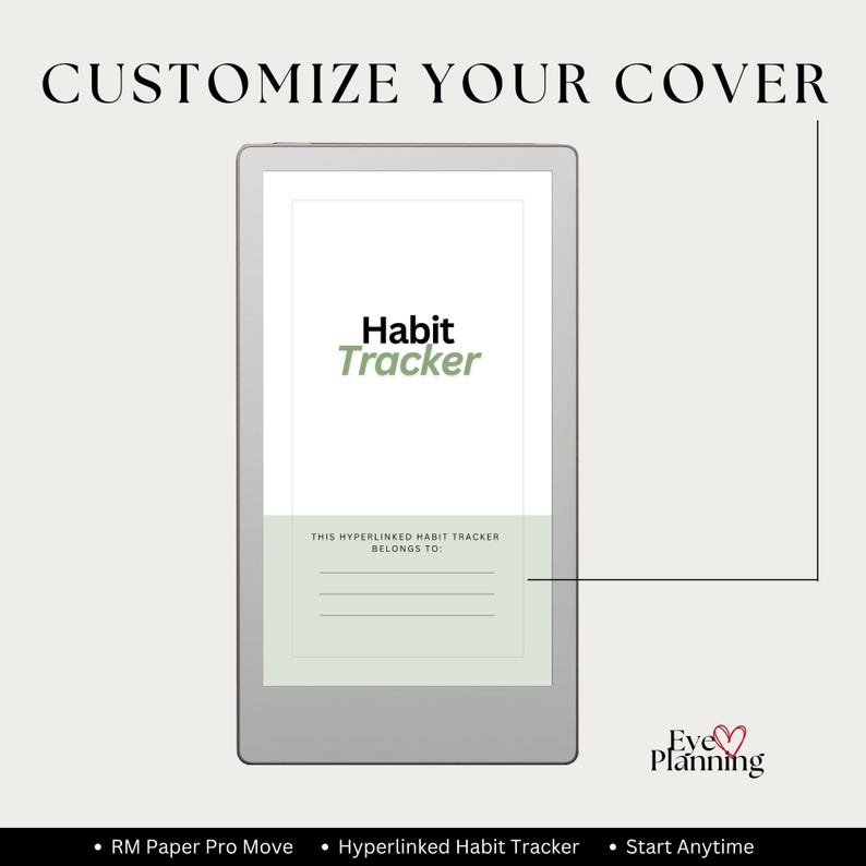 reMarkable Paper Pro Move template for daily habit planning for lifestyle and goal management