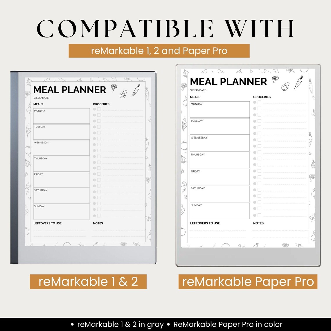 Weekly Meal Planner With Grocery List | 7 Day Menu Plan | Reusable ...