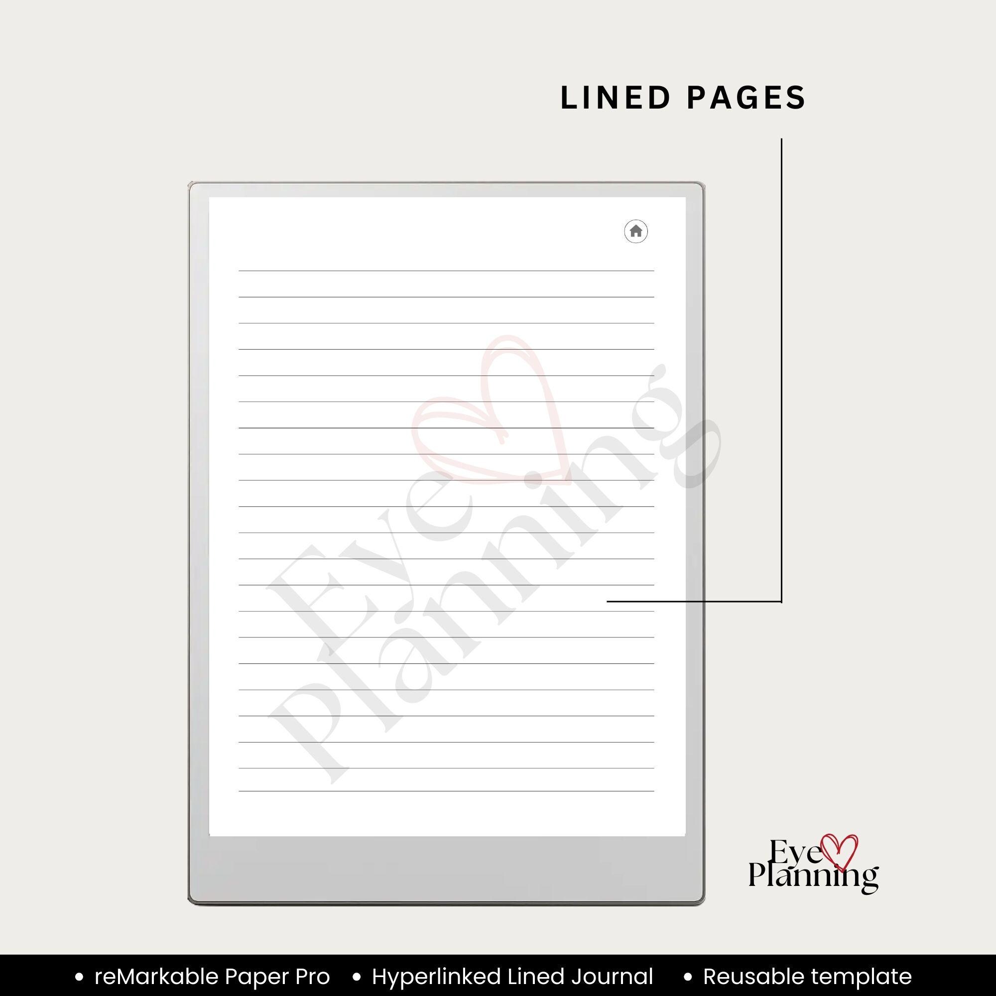 Lined Journal for Remarkable Paper Pro | Hyperlinked Notebook Journal ...